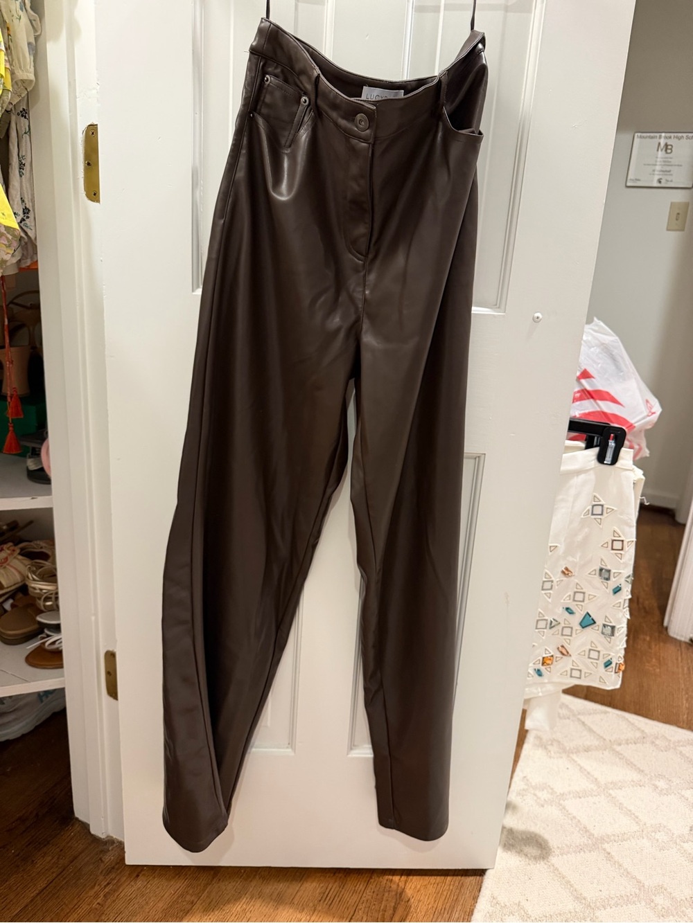 Lucy Paris Brown Faux Leather Pants